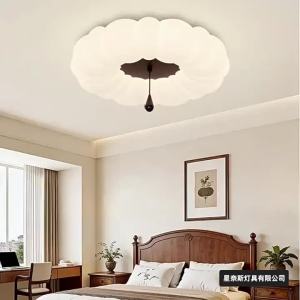 SXH Vintage-style cream-colored bedroom ceiling light creative pumpkin and petal design suitable for the master bedroom new room lighting fixtures mid-century modern style