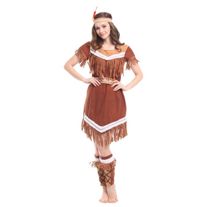 Adult kid boy girl Women African Original Indian Savage Costume