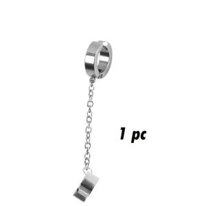 Titanium Steel Ear Cuff Clip Dangle Drop Chain Earrings for Men Women Punk Rock Goth Cool Hip Hop Kpop Earring Jewelry