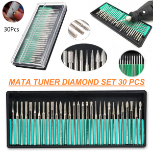Mata Tuner Diamond Set 30 Pcs - Mata Mini Grinder Diamond - Mata Bor Intan - Mata Bor Grafir Batu - Mata Grafir Tunner Carbide Bur Set