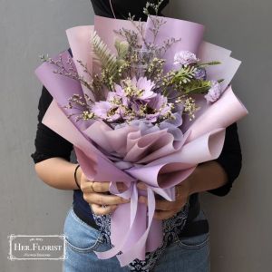 HER.FLORIST [SUNFLOWER] 3PCS Soap & Dried Flower Bouquet/Buket Bunga Sabun Matahari 3 & Bunga Kering