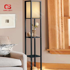 Đèn sàn phòng khách kết hợp kệ bàn hiện đại đơn giản bằng gỗ decor phòng ngủ phòng khách