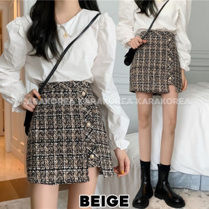 KARAKOREA 9987 Tweed Diamond Skirt/Korean Women Skirt/Rok Mini/Rok Pendek/Rok Lisa/Rok Blackpink