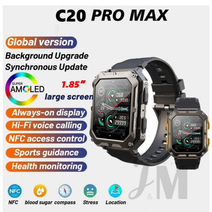 C20 Pro Max Smart Watch Men Watch Bluetooth 5.0 IP68 5ATM Outdoor