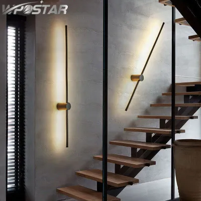 Nordic Minimalist Background Wall Decoration Living Room Bedroom Light Luxury Line Shape Floating Light LED Wall Lamp