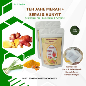 Teh Celup Jahe Merah Serai & Kunyit Red Ginger Lemongrass and Turmeric Tea Per 30 Tea Bag