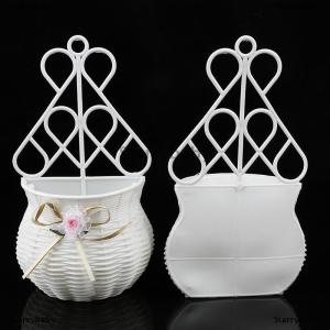 Star แจกันตะกร้าใส่ดอกไม้หวายเทียมแขวนผนังแบบ DIY สำหรับสวน