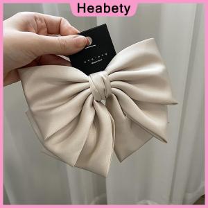 Heabety Elegant Bow Ribbon Hair Clip Fashion Simple Solid Satin Spring Clip Hair Pin Retro Headband With Clips Girls Hair Accessories