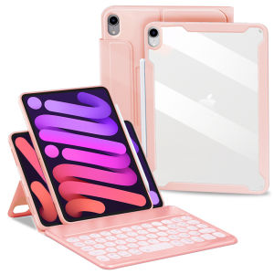 2022 iPad Mini 6 8.3 inch Magnetic Smart Cover iPad Air6 11“ 2024 /Air5 iPad pro 11/12.9”Detachable Case Vertical and Horizontal Stand 360 Degree Rotation Portable support pencil wireless charging with Wireless Bluetooth Keyboard