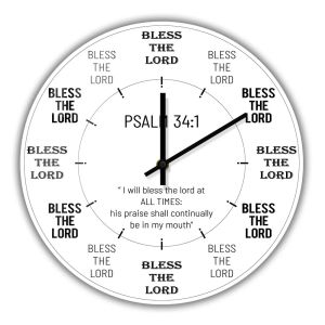 xpkQ Psalm 34:1 Bless Wall Clock Bible Verse Scripture Meditates Quote Home Decor Silent Quartz Wall Watch Christian Gifts 5Y6Z3