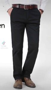 Quần nam kaki trung niên ống suông vải cotton dày loại quần dài kaki trung niên form rộng ống suông