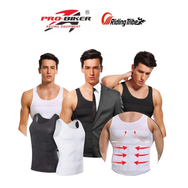 Slimming Tank Top Mens Body Shaper Compression Vest Top Singlet Black White