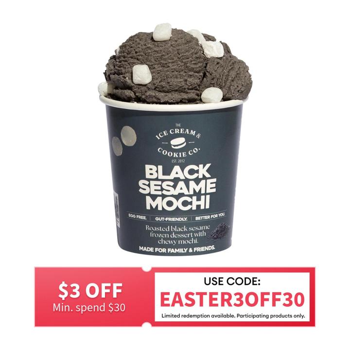 The Ice Cream & Cookie Co. Black Sesame Mochi Ice Cream - 473ML