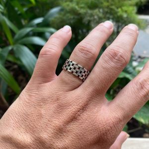 Cincin Motif Bata Tempel / Cincin Rantai Tautan Bata / Checkered silver ring s925 / Cincin Rantai Bata Mini Warna Silver / Cin Cin Pria Wanita Unik Keren retro Gaya Vintage High Quality / Women Men  Ring Top Quality