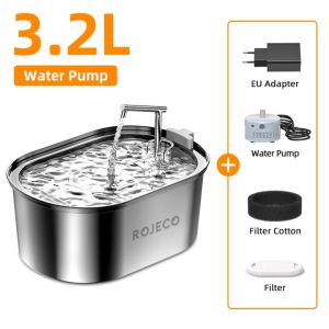 ♮Rojeco Stainless Steel Cat Dog Drinking Water Fountain 3.2L