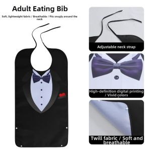 MIRELAE Waterproof Adult Eating Bib Crumb Catcher Pocket Large Size Reusable Feeding Bib Reusable Washable Clothing Protector Bib For Elderly