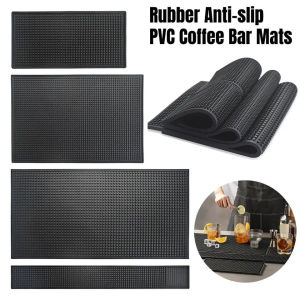 Black Bar Mat Thickened PVC Anti-slip Rubber Drain Mat Coffee Maker Mat Beer Drink Cocktail Placemat