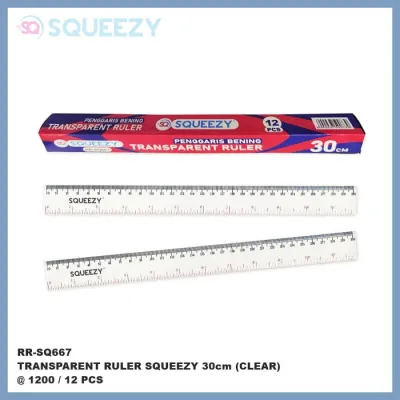 Penggaris Clear Transparan Ruler Garisan Fancy 30 cm 1 pak isi 12 pcs