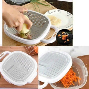 Bộ Rổ Bào Inox Có Chậu Mâm Nạo Củ Quả 3in1