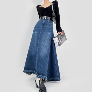 Rok Jumbo Rok Payung  Pinggang Karet Rok Jeans Panjang Maxi Skirt Rok Jeans Korean Style Rok Plisket Wanita