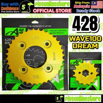 AJI RACING 428 EX5 Gold Harden Sprocket ORIGINAL Dream High Power HP W100 Wave100 14T 15T 33T 34T 35T 36T Spoket HD FIVEONLINESTORE
