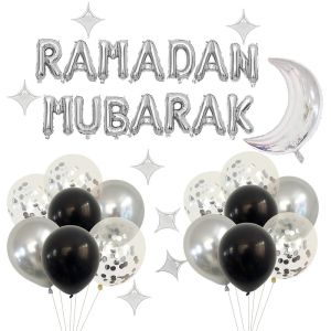 MAJESTI Star Moon Eid Mubarak Balloons Latex Printing Multicolor Festival Banner Creative Photo Props Foil Balloon Home Decoration