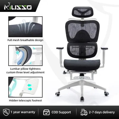 MUSSO E600 Ergonomic Chair 3D Handrail and Adjustable Headrest Gaming Chair with Adjustable Lumbar Support Ergonomic Office Chair