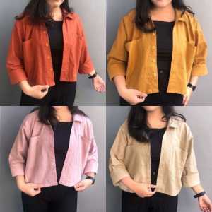 Kemeja Crop Linen Oversize & Kemeja Shirt Linen Outer Crop
