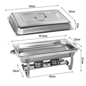 DAILYGO High Quality 12L Buffet Food Warmer Buffet Stainless Square With Fuel Alcohol Holder Stainless Steele Chafing Dish