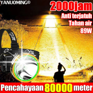 lebih terang dari sinar laser LANDI senter kepala super terang 89W tahan 50 jam Resistant Militer Berat Baterai Lithium Anti Air Bisa Charge Untuk Camping Mancing Berburu Mendaki(batrek senter kepala senter terang jarak jauh SENTER KEPALA LED CAS)