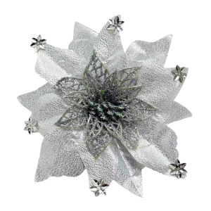 12Pcs Glitter Artificial Flowers Merry Christmas Ornaments Xmas Tree Decorations 12 leaves christmas decor for Home HIEM