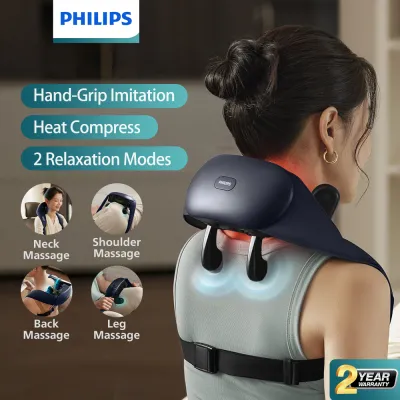 【Hot Sale】Philips Neck and Shoulder Massager with Heat compress Wireless Hand-Simulated Kneading Neck Pain Relief Muscle Relaxation