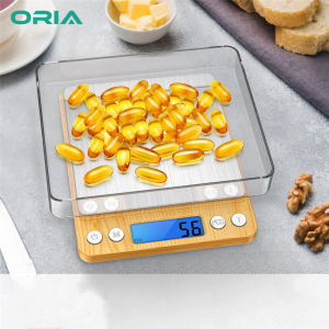 ORIA [Upgraded] Digital Kitchen Scale 500g/ 0.01g Mini Pocket Jewelry Scale Cooking Food Scale Back-Lit LCD Display 2 Trays 6 Units Auto Off Tare PCS Stainless Steel