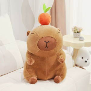 JOJO CASTLE  25/35/45cm Sitting Brown Capybara Doll Plush Toy Stuffed Eyes Closed Kawaii Animal Capibara Anime Fluffty Toy  Plushie Peluche Kids Birthday Gift 卡皮巴拉 水豚鼠