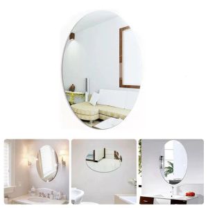 LIVING HOME   Stiker Dinding Kaca Akrilik dengan Perekat Wallpaper Cermin Kamar Mandi Anti Pecah Anti Air Sudah Dengan Perekat  Decoration Mirror Wall Sticker