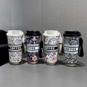 Ly Giữ Nhiệt 500ml Coffee Cup inox 316 Cao Cấp Cốc Giữ Nhiệt Có Ống Hút Quai Xách