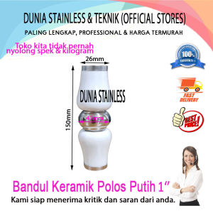 Bandul keramik polos putih 1 inch aksesoris stainless steel