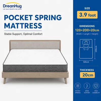 DreamHug 8inch Memory Foam Spring Mattress lndependent Spring Ergonomic Medium Firm Foam Bed