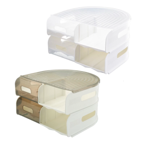 U Shape Refrigerator Eggs Holders With Rolling Design 2 Layer Clear Kitchen Storage For Holders And Restaurant