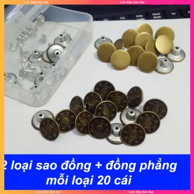Hộp 40 nút quần áo Jean kim loại núc quần jean