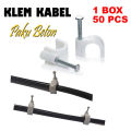 Klem Kabel Listrik Warna Putih Pakai Paku Baja Beton ukuran 7mm 8mm 9mm 10mm 12mm 20mm. 