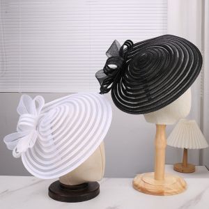 UNIITY Headband Style Mesh Fascinator Headband Hat 9cm Wide Brim Bow Decoration Wedding Bridal Fascinator Retro French Elegant Vintage Womens Tea Party Hat Wedding Events
