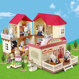 Sylvanian Families Toy Villa Same Style Childrens Light Big House Girls Playing House Toy Birthday Gift Full Set