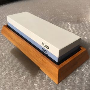 1000/6000 Grit Whetstone Knife Sharpening Stone Waterstone Rubber Stone with Non-slip Rubber Base