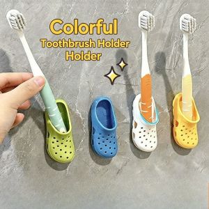 Toothbrush Holder Wall Mount Sponge Shoe Toothbrush Holder No Drilling Waterproof Toothbrush Rack Bathroom Supplies