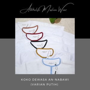 Alkhalifi Moslem Wear - Couple Baju Koko Dewasa Lengan Pendek AN NABAWI Warna Putih