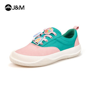 Joy&Mario Casual shoes flat cartoon fashion womens shoes canvas color-block lace-up shoes