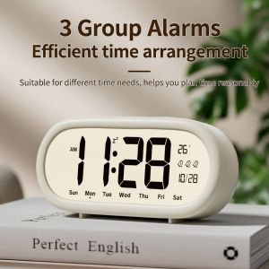 Smart Digital LCD Alarm Clock Jam Meja 3 Groups Alarm Temperature Display Snooze Backlight For Student Bedroom