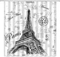 Eiffel Tower Shower Curtain R Hand-Painted Postmar Seal France Romantic European Paris City Architectural Cultural Landmark Printing Fabric Bathroom Decor Curtain Set with Hook. 