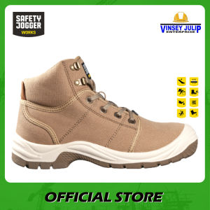 Safety Jogger DESERT S1P Safety Shoes High Cut Steel Toecap Puncture Resistant Slip Resistant Antistatic Shoe (Khaki)